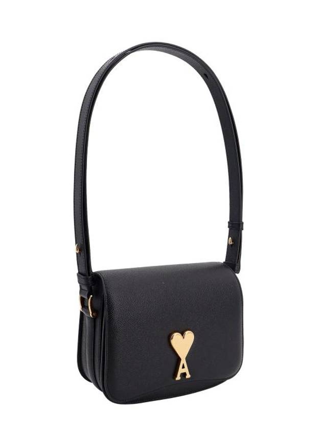 Paris Logo Leather Shoulder Bag Black - AMI - BALAAN 4