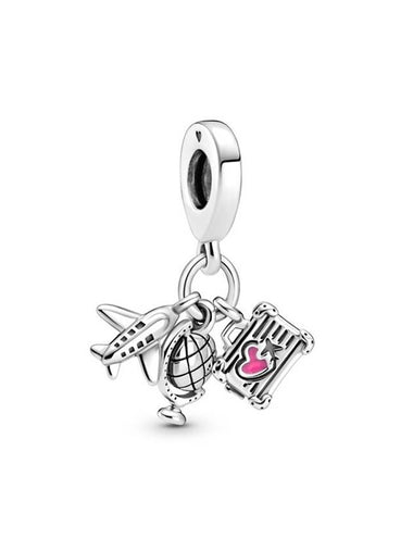 Airplane Globe Suitcase Charm Silver - PANDORA - BALAAN 1