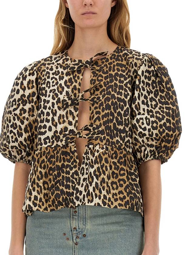 Women's Leopard Print Peplum Blouse - GANNI - BALAAN 5