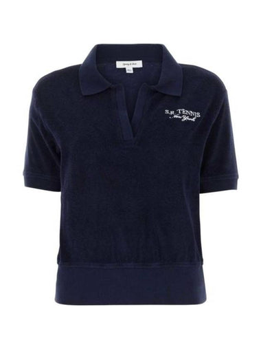 SR Tennis Terry Cloth Effect Polo Shirt Navy - SPORTY & RICH - BALAAN 1