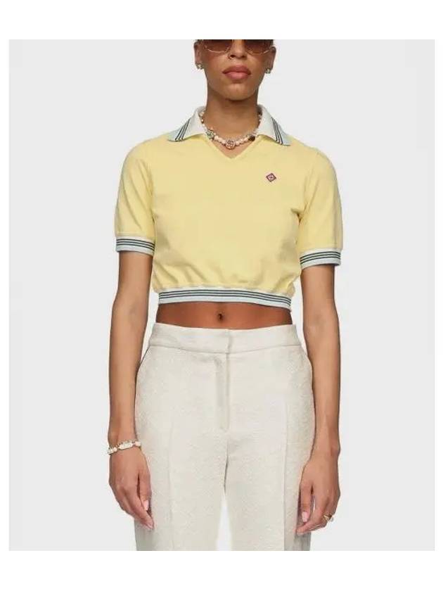 Women s cropped pique polo yellow PALE - CASABLANCA - BALAAN 1