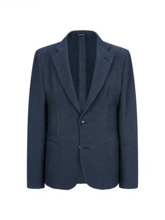 Men s ribbed tissue no cheat single jacket dark blue 270628 - EMPORIO ARMANI - BALAAN 1