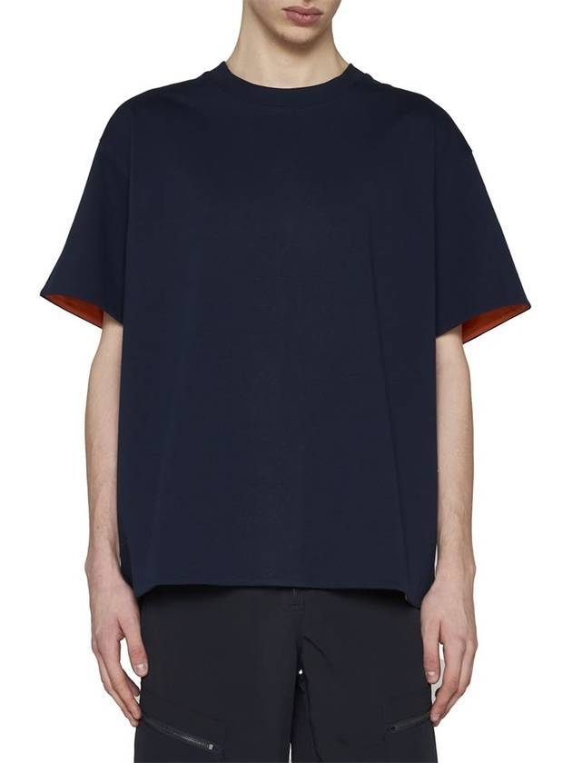 Double Layered Cotton Jersey Short Sleeve T-Shirt Blue - BOTTEGA VENETA - BALAAN 3