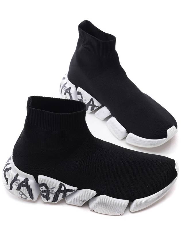 Speed ​​2.0 Graffiti Knit High Top Sneakers Black - BALENCIAGA - BALAAN 6