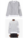 Seersucker Loopback 4 Bar Crew Neck Sweatshirt Light Grey - THOM BROWNE - BALAAN 5