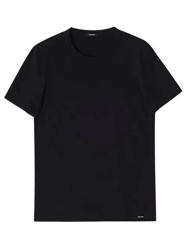 Cotton Crew Neck Short Sleeve T-Shirt Black - TOM FORD - BALAAN 3