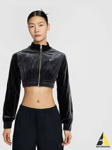 Women s Sportswear Collection Cropped Velor Full Zip Top 010 - NIKE - BALAAN 1