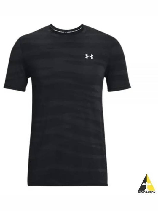 Men's Seamless Wave Short Sleeved T-Shirt Black - UNDER ARMOUR - BALAAN 2