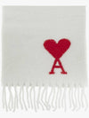 Heart Logo Oversized Wool Fringe Scarf Pale Green - AMI - BALAAN 4