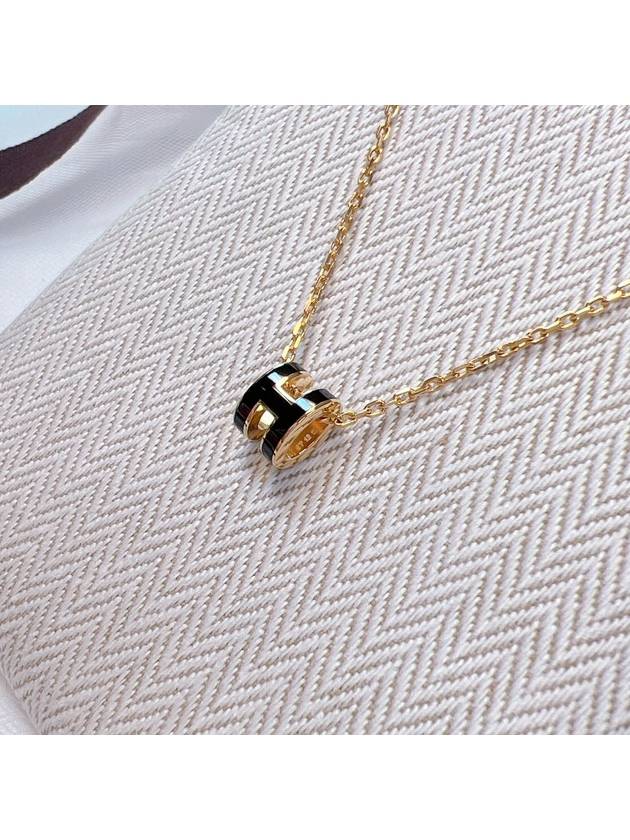 Mini Pop H Pendant Necklace Gold Noir - HERMES - BALAAN 5