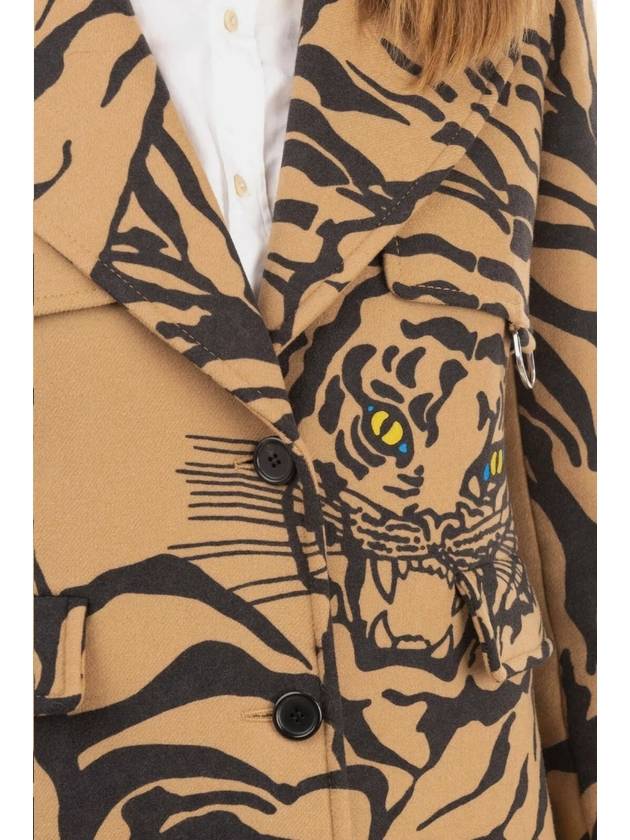 Angora wool size S Tiger 1967 collection tiger motif tiger design women's trench coat - VALENTINO - BALAAN 4