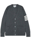 Men's Sustainable Classic Diagonal Wool Cardigan Medium Grey - THOM BROWNE - BALAAN 2