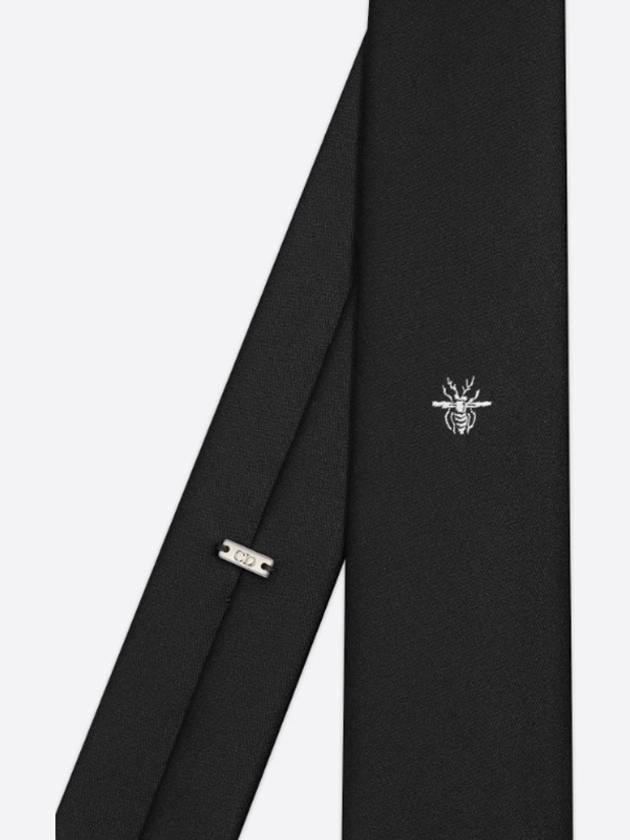 Bee Motif Silk Tie Black - DIOR - BALAAN 3