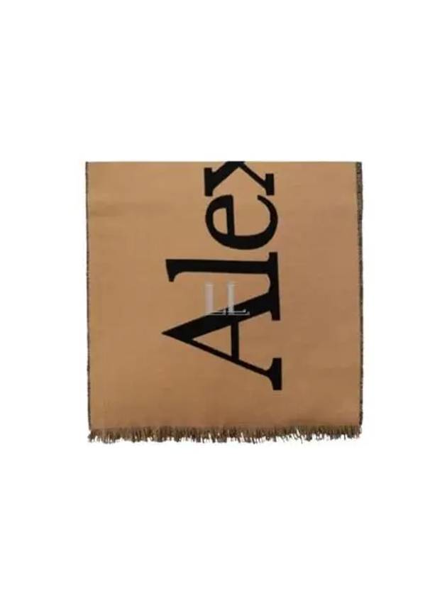 Oversized Logo Intarsia Muffler Beige Black - ALEXANDER MCQUEEN - BALAAN 2