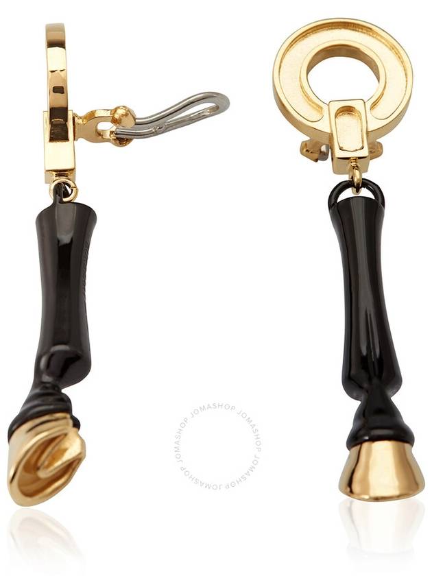 Burberry Resin And Gold-plated Hoof Drop Earrings In Black / Light Gold - BURBERRY - BALAAN 3