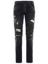 Biker Destroyed Jeans Black - BALMAIN - BALAAN 1