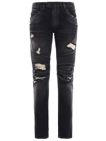 Biker Destroyed Jeans Black - BALMAIN - BALAAN 1