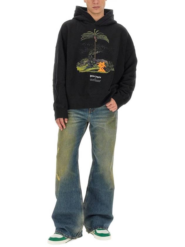 Enzo From The Tropics Popover Hoodie Black PMBB138E23FLE0011020 - PALM ANGELS - BALAAN 3