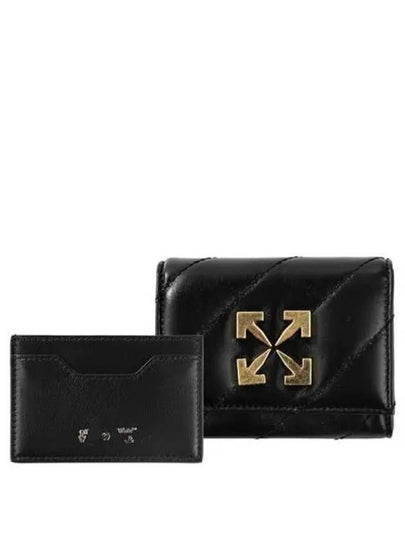 Jitney Arrow Leather Half Wallet Black - OFF WHITE - BALAAN 2