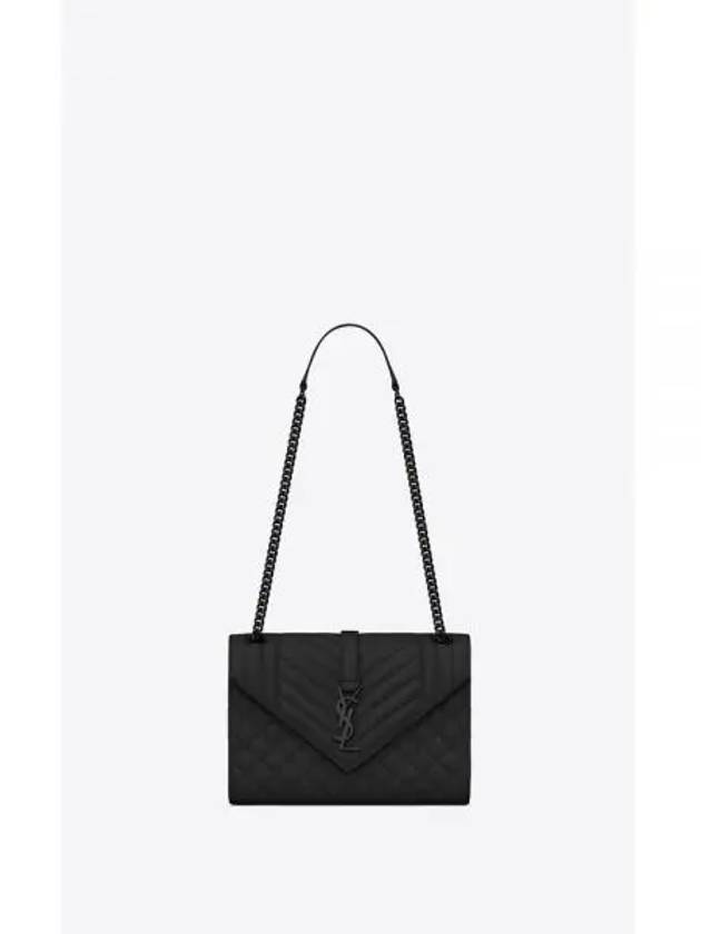 Monogram Envelope Medium Shoulder Bag Black - SAINT LAURENT - BALAAN 2