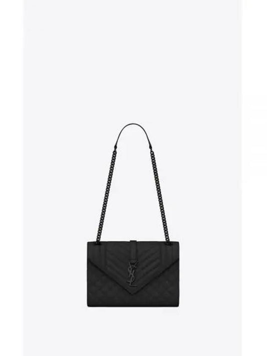 Monogram Envelope Medium Shoulder Bag Black - SAINT LAURENT - BALAAN 2