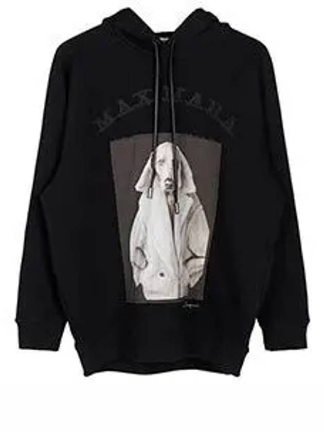 Lillo Graphic Print Cotton Hoodie Black - MAX MARA - BALAAN 6