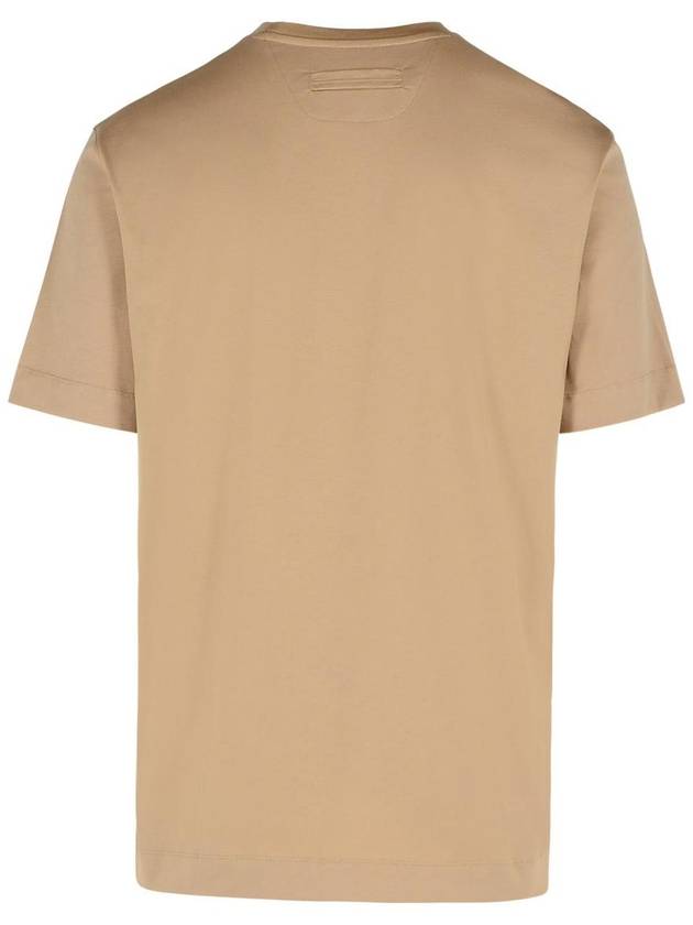 Zegna 'Pure' Beige Cotton T-Shirt - ERMENEGILDO ZEGNA - BALAAN 3