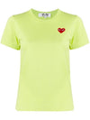 Women Heart Patch Short Sleeve T Shirt P1 T271 2 Lime - COMME DES GARCONS PLAY - BALAAN 1