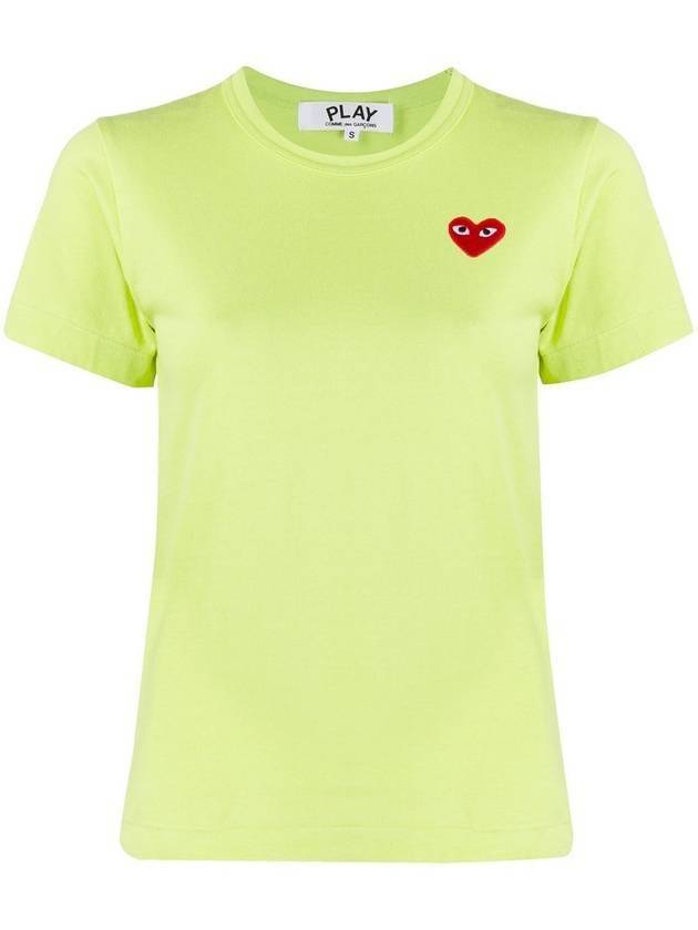 Women Heart Patch Short Sleeve T Shirt P1 T271 2 Lime - COMME DES GARCONS PLAY - BALAAN 1