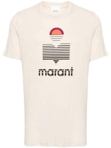 Karman Logo Linen Short Sleeve T-Shirt Ecru - ISABEL MARANT - BALAAN 1