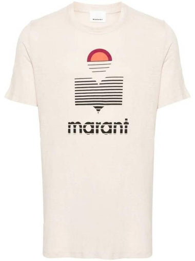 Karman Logo Linen Short Sleeve T-Shirt Ecru - ISABEL MARANT - BALAAN 1