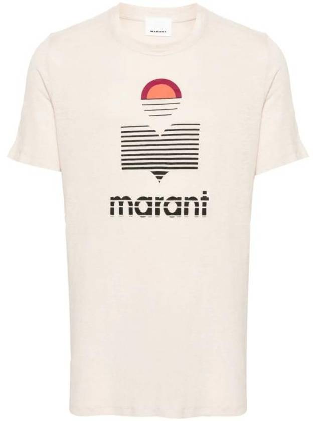 Karman Logo Linen Short Sleeve T-Shirt Ecru - ISABEL MARANT - BALAAN 1