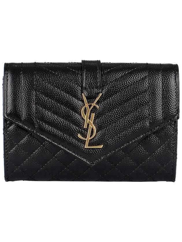 Matelasse Monogram Envelope Small Half Wallet Black - SAINT LAURENT - BALAAN 3