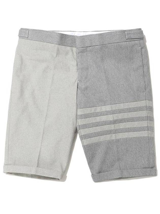 4 Bar Stripe Fun Mix Selvedge Denim Shorts Grey - THOM BROWNE - BALAAN 2