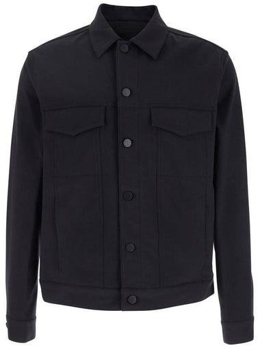 'River' Black Jacket With Classic Collar In Cotton Blend Stretch Man - THEORY - BALAAN 1