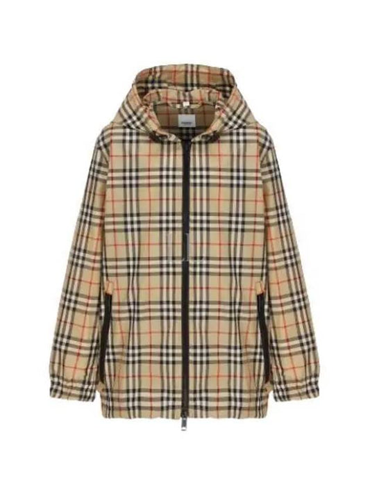 Check Hooded Jacket Archive Beige - BURBERRY - BALAAN 2