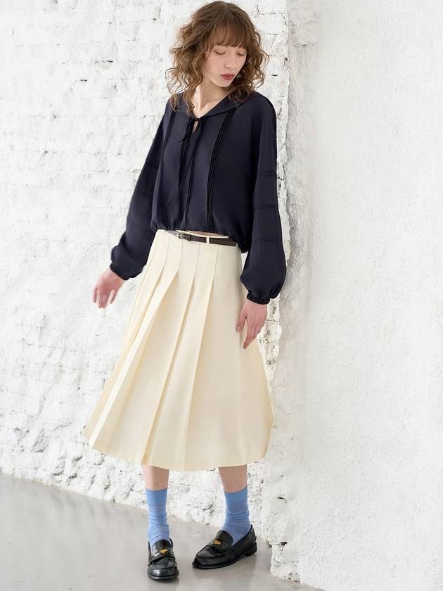 Belt Pleated Skirt Cream - MITTE - BALAAN 6