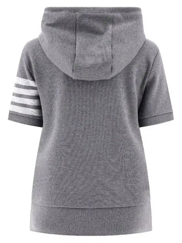 Double Face 4 Bar Short Sleeve Hoodie Grey - THOM BROWNE - BALAAN 4