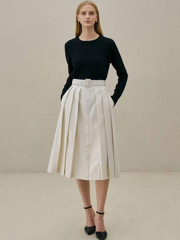 JANE Belt Pleated Skirt Ivory - AME - BALAAN 1