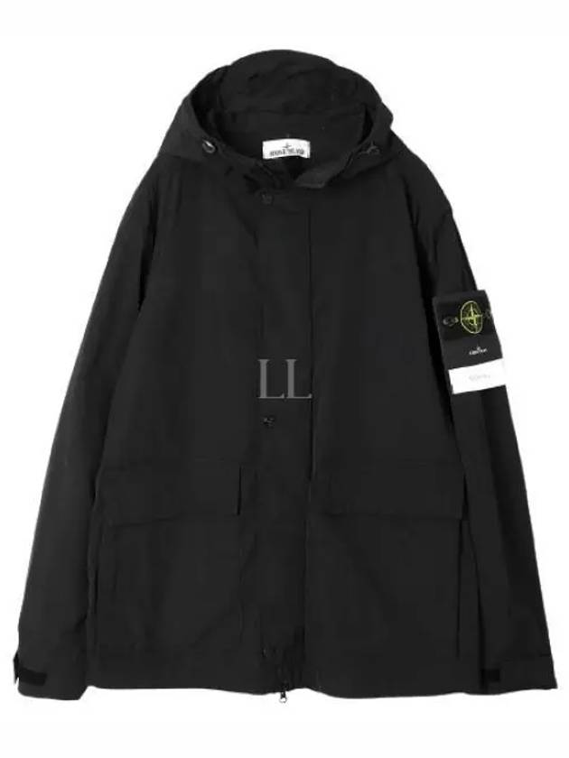 Logo Patch Hooded Jacket Black - STONE ISLAND - BALAAN 2