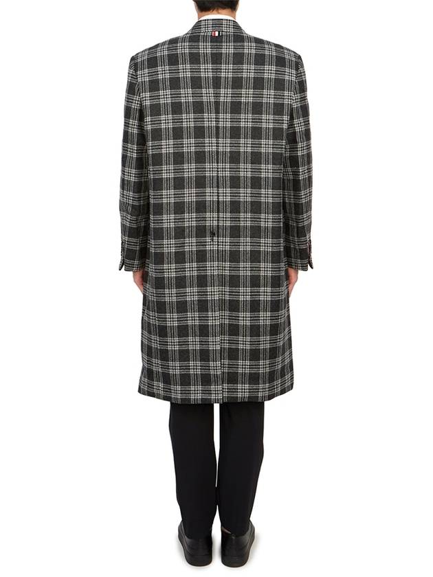 Men's Prince Of Wales Lambswool Single Coat Medium Grey - THOM BROWNE - BALAAN 6