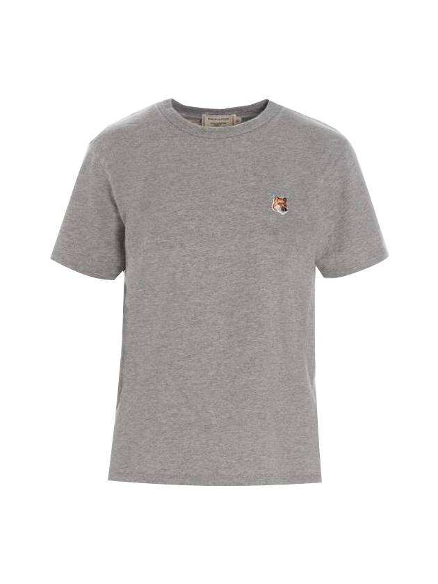 Fox Head Patch Short Sleeve T-Shirt Grey - MAISON KITSUNE - BALAAN 1