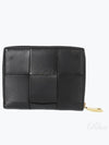 Intrecciato Zipper Around Half Wallet Black - BOTTEGA VENETA - BALAAN 2