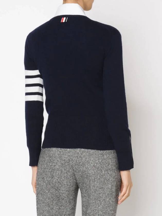 Women's 4 Bar Classic Cashmere Pullover Knit Top Navy - THOM BROWNE - BALAAN 3