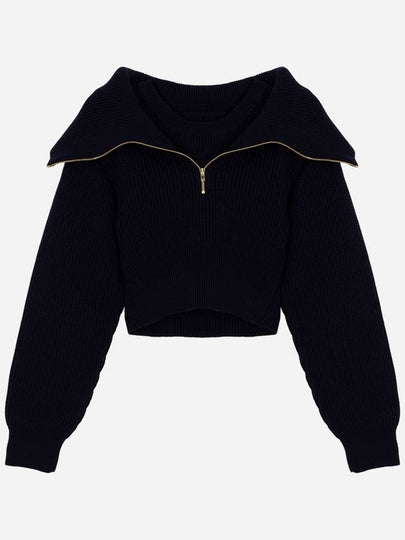 La maille Risoul Double Collar Knit Top Dark Navy - JACQUEMUS - BALAAN 2