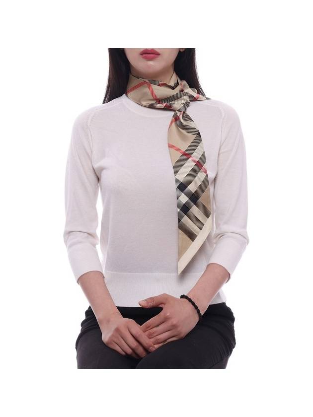 Skinny Check Silk Scarf Archive Beige - BURBERRY - BALAAN 4