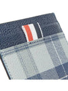 Checked Leather Card Wallet Grey - THOM BROWNE - BALAAN 5