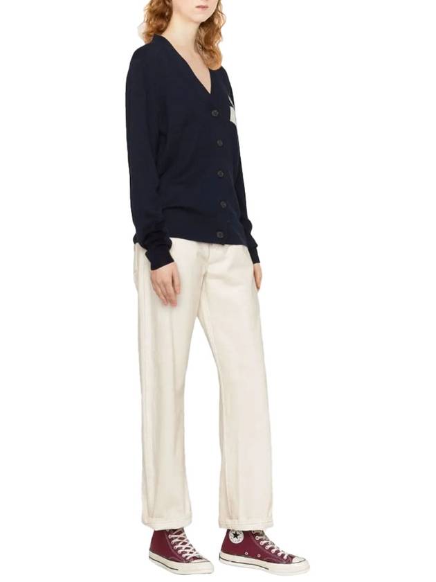 Isabel Marant Women's KARIN Logo Cotton Wool Cardigan Navy CA0008FAA1X05E30MI - ISABEL MARANT ETOILE - BALAAN 3