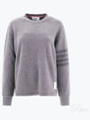 Women's Virgin Wool Loopback 4 Bar Crewneck Sweatshirt Grey - THOM BROWNE - BALAAN 2