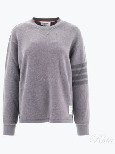 Women's Virgin Wool Loopback 4 Bar Crewneck Sweatshirt Grey - THOM BROWNE - BALAAN 2